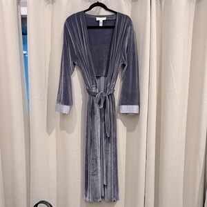 Oscar De La Renta Pink Label Elegant Gray Velvet Robe Size L/XL Preloved